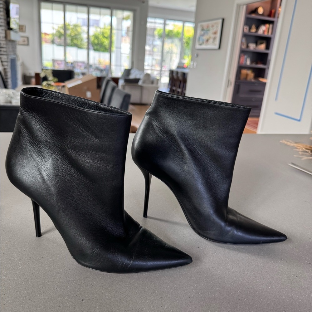 Saint Laurent Leather Pierre Stiletto Ankle Boots